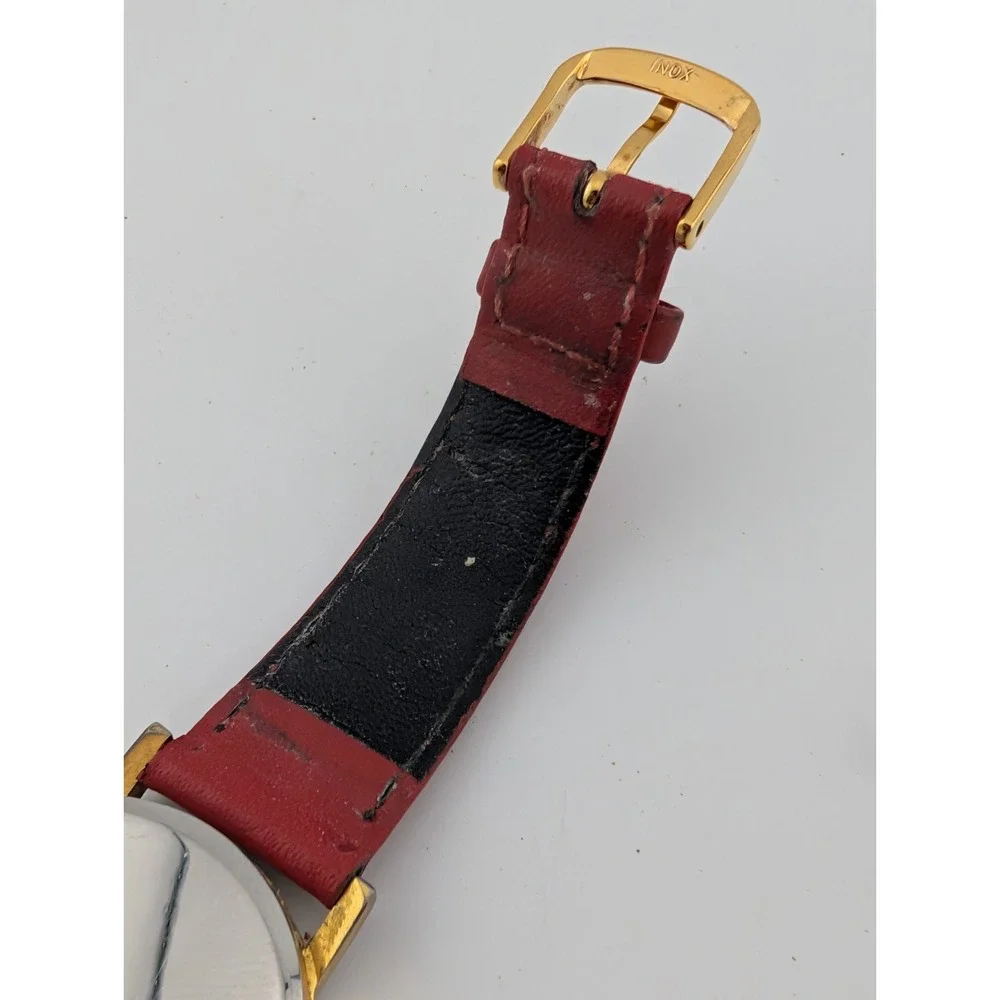 Vintage Nebraska Huskers Unisex Watch 33mm Case Red Leather Band- New Battery